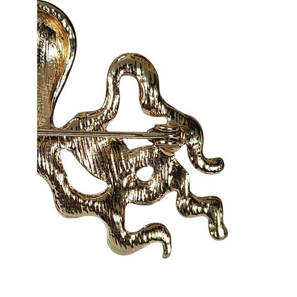 OCTOPUS PIN WITH BLACK AND GREEN ENAMEL SET IN GOLD TONED STAINLESS STEEL - Picture 9 of 9